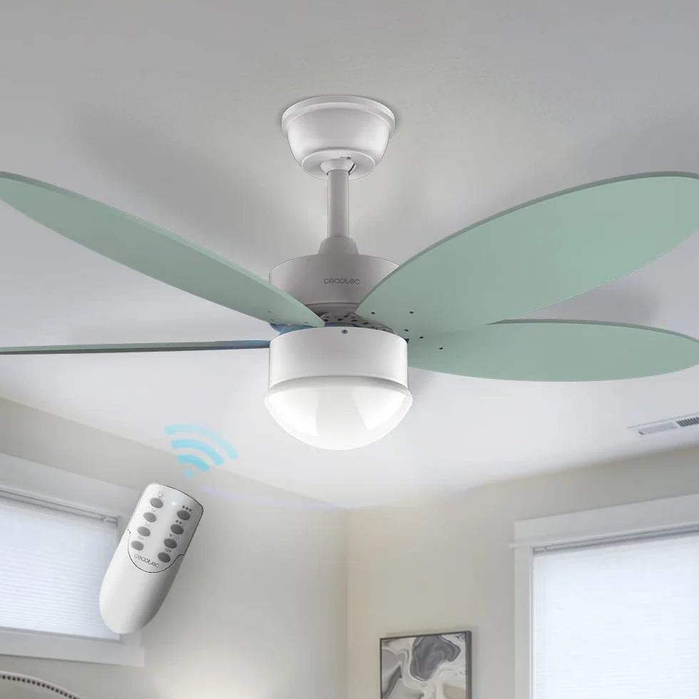 Cecotec Ventilatore da soffitto con luce EnergySilence Aero 4260 Mint. 40 W, motore DC, diametro 42" con 5 pale reversibili, luce LED, telecomando, timer, 6 velocità