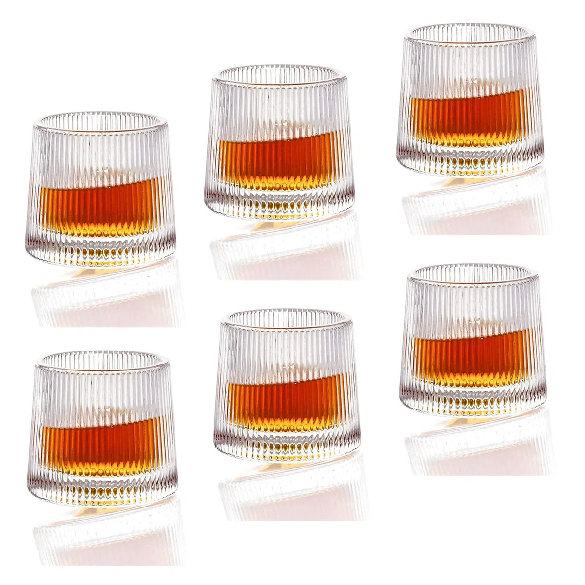 Earnmore Confezione da 6 bicchieri da whisky girevoli a decompressione Old Fashioned Whisky Glasses-Bar Whisky Glasses –Style Glassware for Bourbon–Bicchieri per Scotch–Bicchieri da rum，160ml