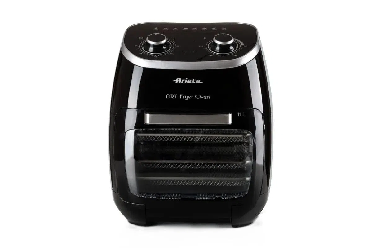 Ariete 4619 Airy Fryer Oven - Friggitrice ad Aria e Forno Elettrico con Girarrosto - Cestello Rotante - Essiccatore - 2000 Watt - 11 Litri - Nero