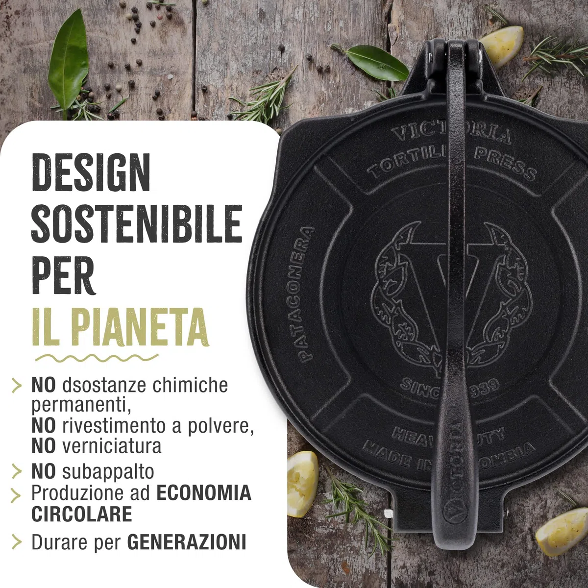 Victoria Pressa per Tortillas Messicane in Ghisa HD 25 cm Pataconera Colombiana Professionale, Roti Maker per Tacos, Arepas, Quesadillas, Empanadas, Patacones