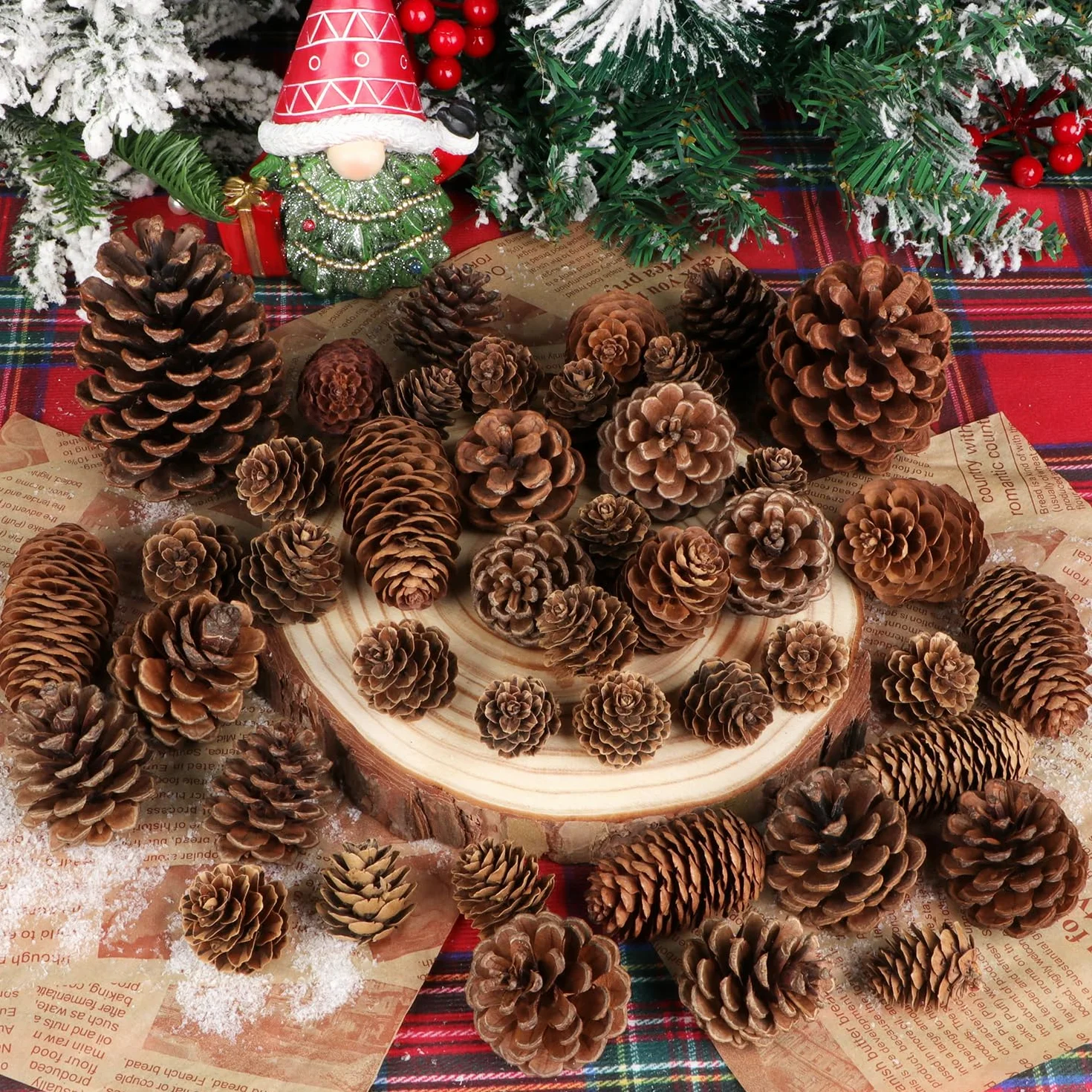 Jangostor 60 Pezzi Pigne Natalizie, Dimensione Multipla Naturali Pigne Decorative Per Decorazione da tavolo Albero di Natale Regali artigianali Ringraziamento