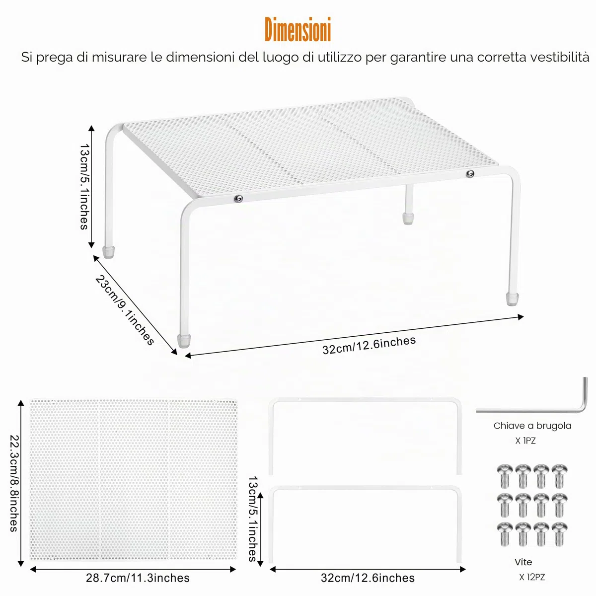 QIWODE Set di 3 organizzatori per armadio da cucina, mensola in metallo per spezie, piatti, vasetti, tazze, divisorio per cucina, dispensa, armadio, ufficio, bancone e frigorifero