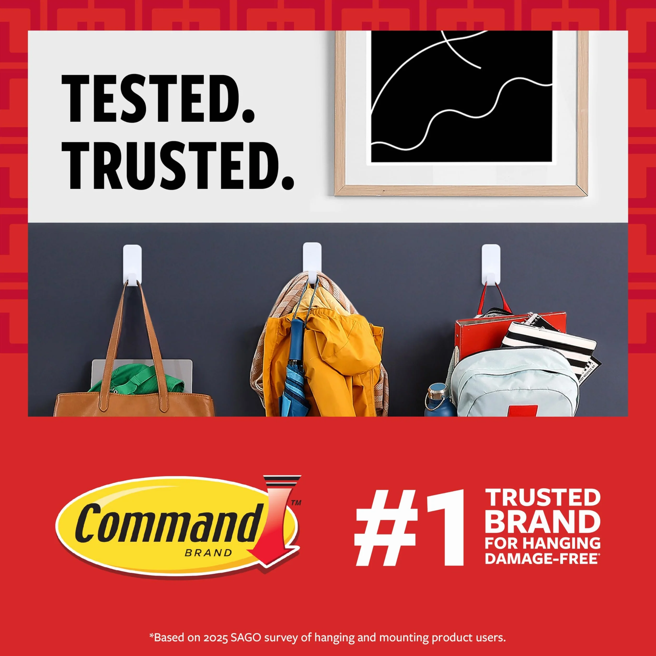 Command Grandi ganci da parete, senza danni, con strisce adesive, senza attrezzi, ganci da parete per appendere decorazioni natalizie, 7 ganci bianchi e 12 strisce