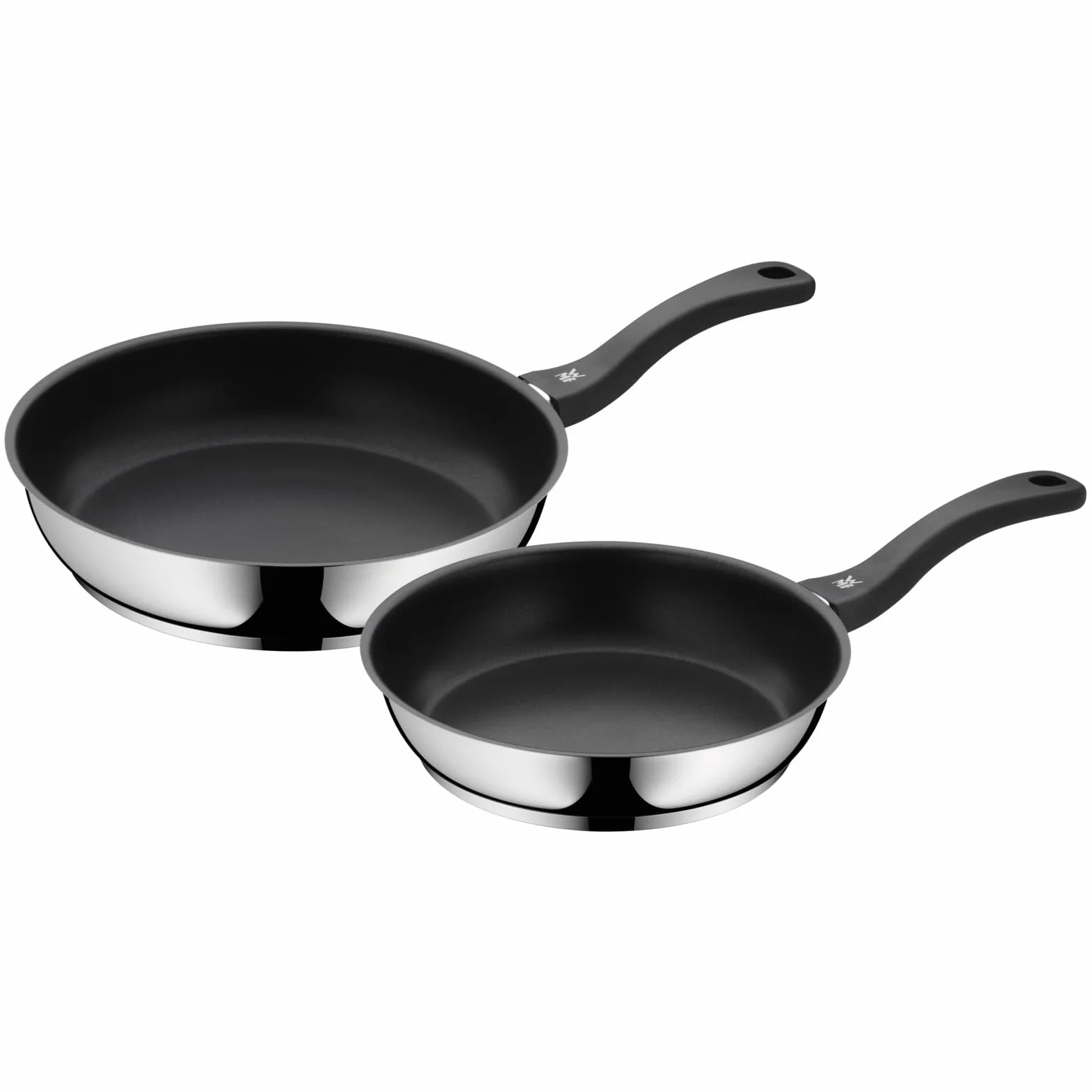 WMF Devil Set di Padelle Induzione e Gas in Acciaio Inox 18/10 Cromargan Diametro 24-28 cm, Padelle Antiaderenti con Rivestimento Permadur, Fondo Transtherm Triplo Strato, Argento, 40 x 40 x 10 cm