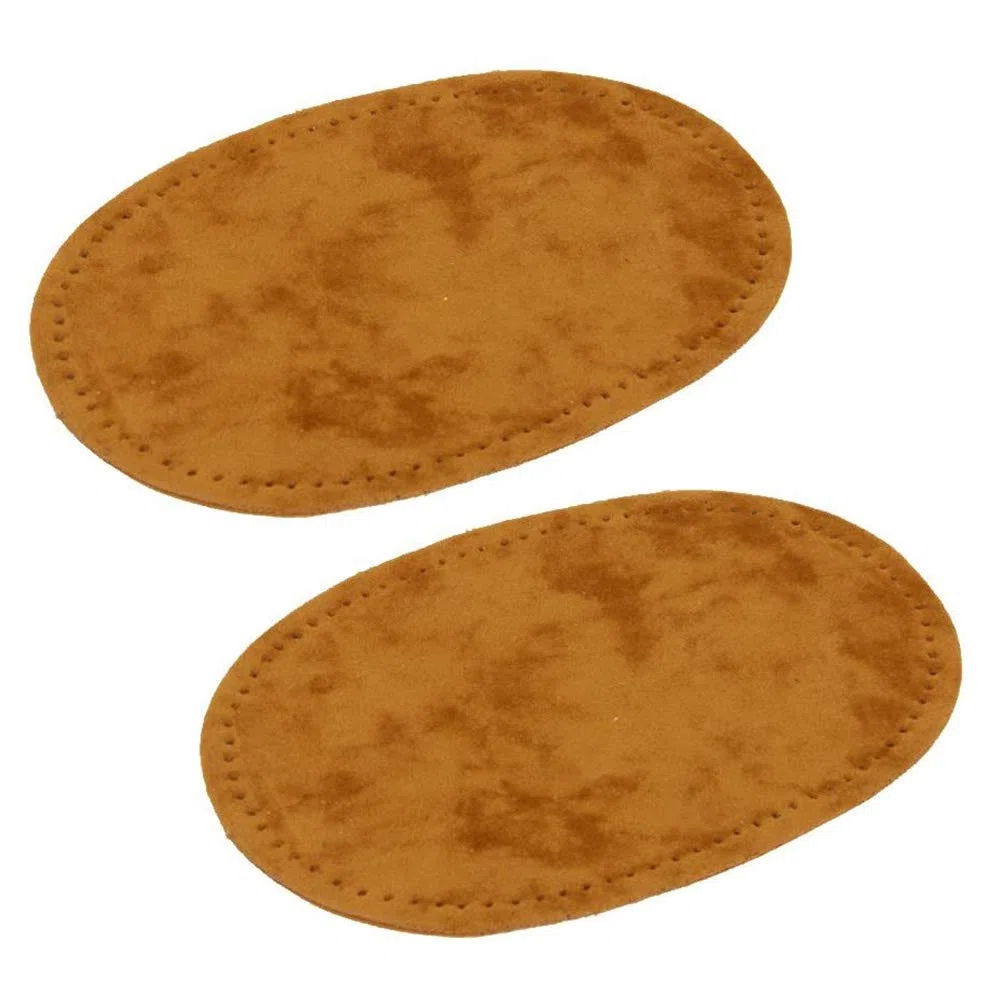 POFET 3 paia di ginocchiere ovali da cucire in camoscio per la riparazione di maglioni, colore: marrone/azzurro
