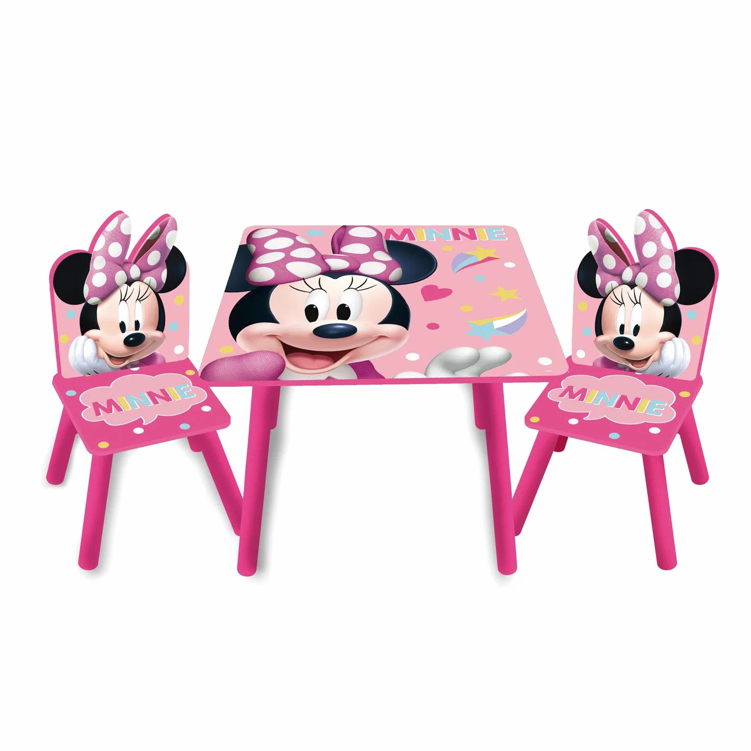 ARDITEX - Set Tavolo e 2 Sedie in Legno per Bambini - 50x50x44 cm e 26,5x26,5x50 cm - Ideale per giocare, disegnare e fare lavoretti - Licenza Ufficiale Topolina