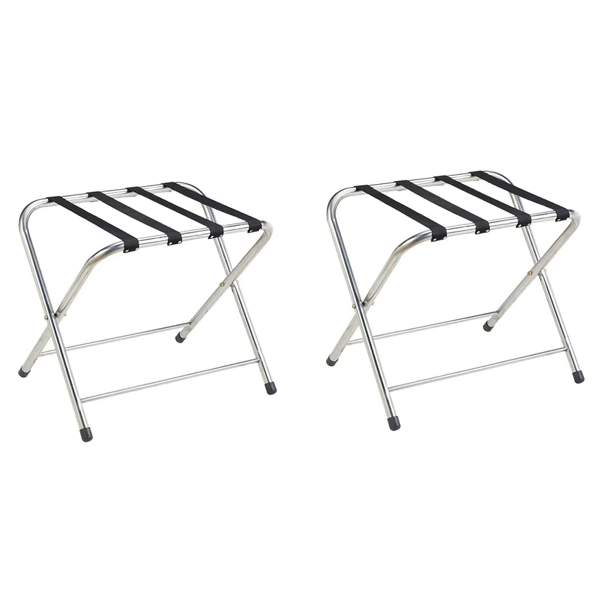 Portabagagli Pieghevole per Valigia in Acciaio Cromato Set di 2 - Portabagagli Pieghevole per Hotel, Portavaligie da Pavimento per Camera degli Ospiti, Portabagagli con Cavo in Nylon, per ca
