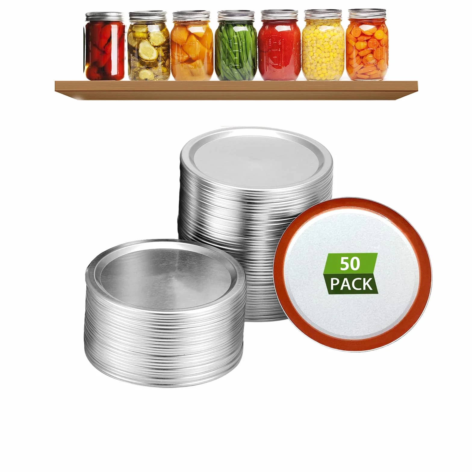 WANGCL 50 coperchi per Conserve a Bocca Larga, per Uso Alimentare, in Metallo, a Bocca Larga, 86 mm