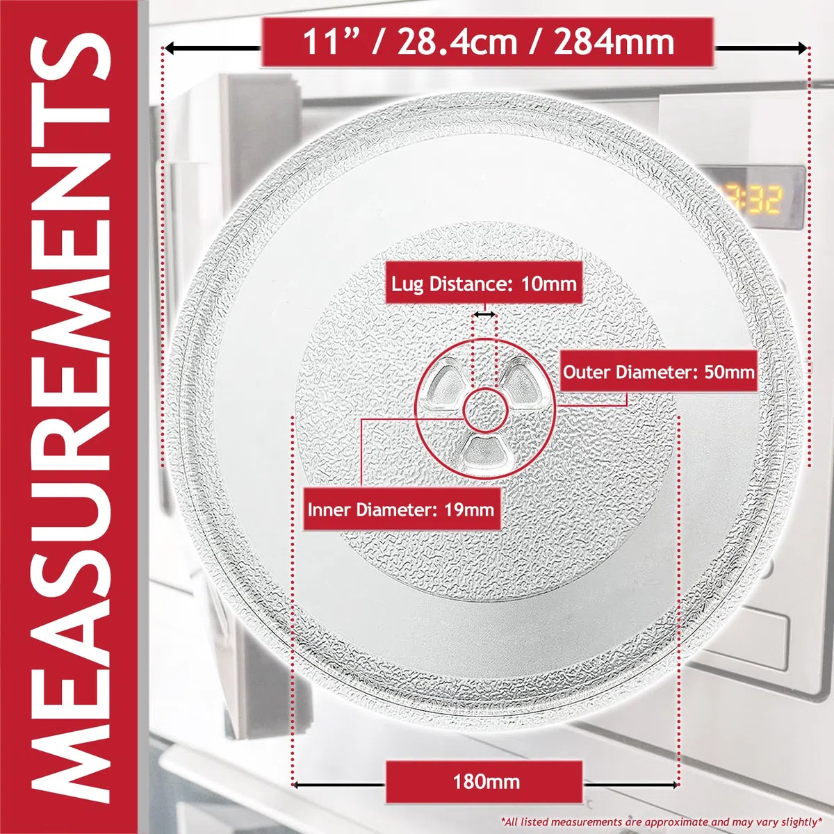 Spares2go piatto girevole in vetro per Panasonic forno a microonde (284 MM)