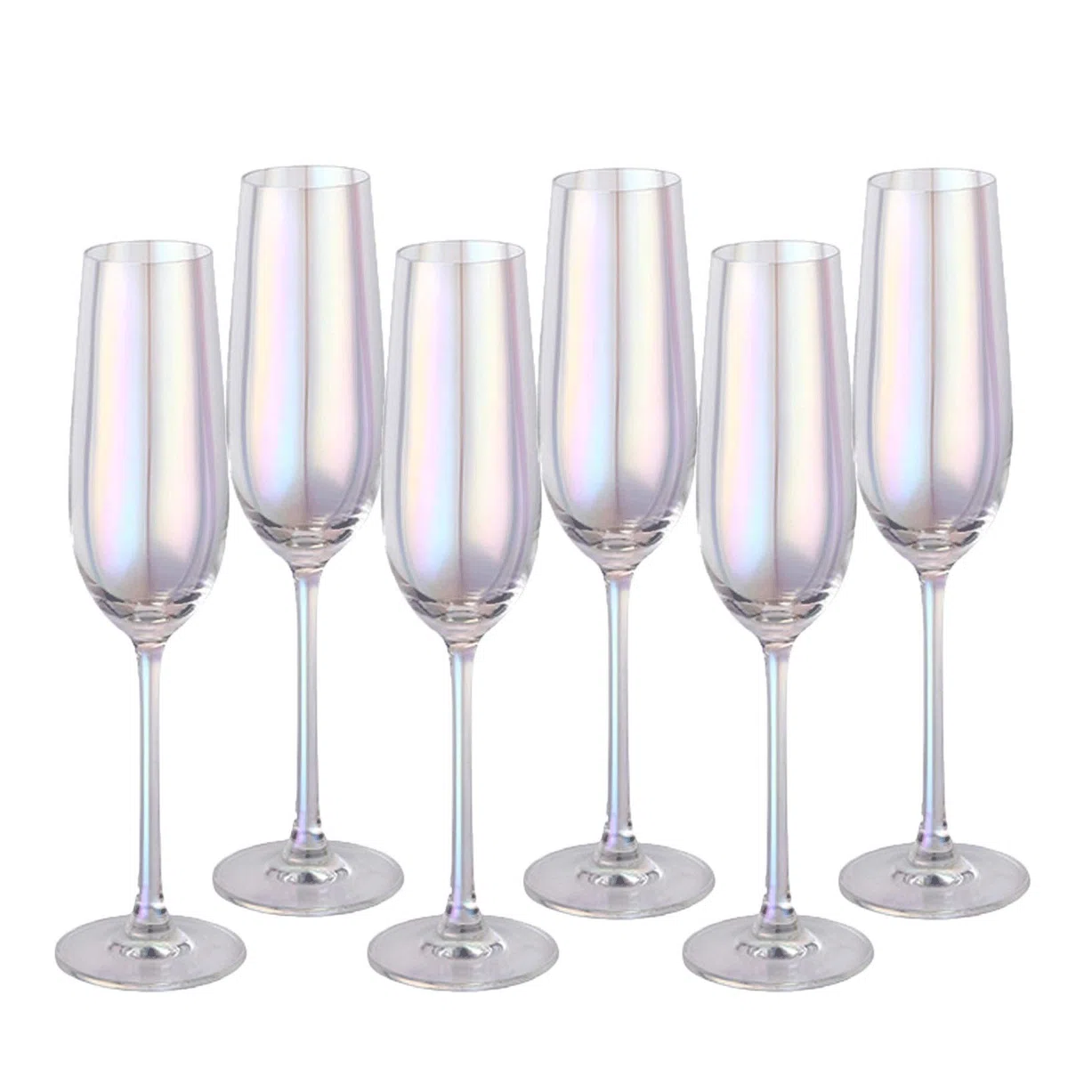 Bicchieri da Champagne Arcobaleno Cristallo Rosso Vino Vetro colorato Vetro Champagne Occhiali Luce Luxury Goblet 6 Pack, Ideale for Bar a casa, Occasioni Speciali. Flute da Champagne