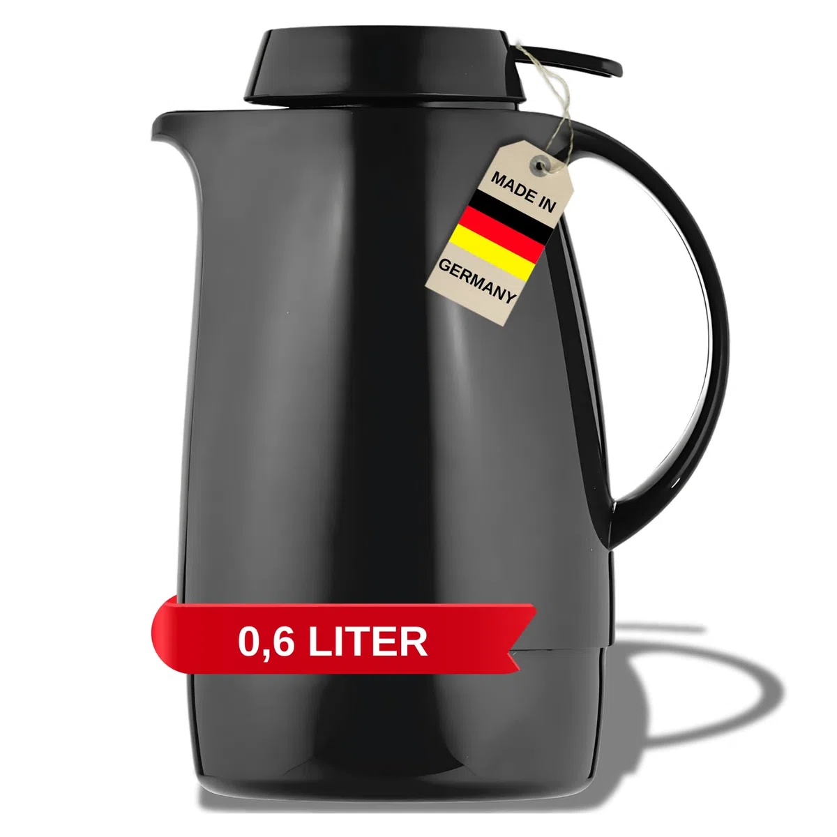 Helios Servitherm - Caraffa sottovuoto in plastica, plastica, Nero, 0,6 l