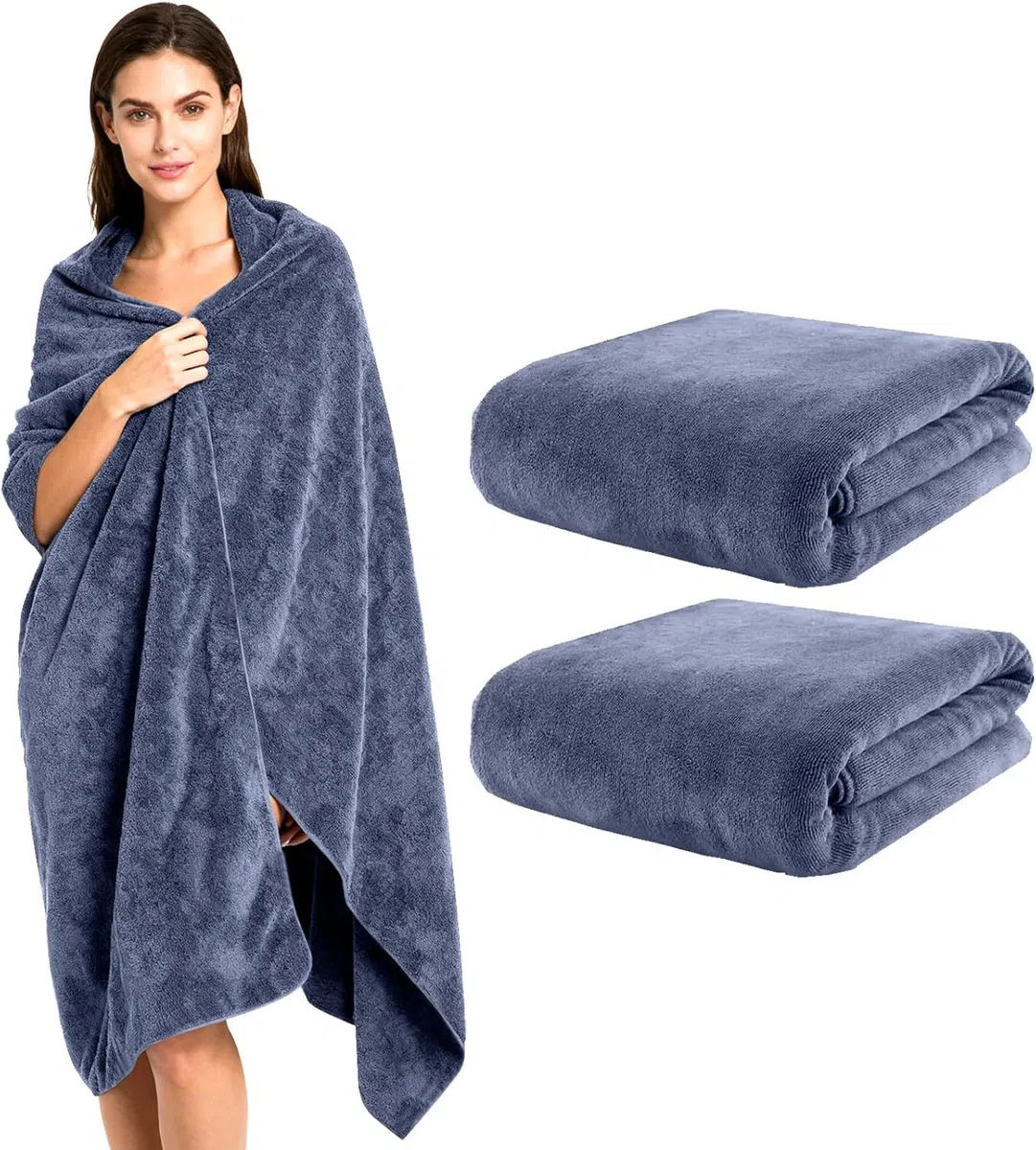 2 Pezzi Telo da Bagno Grande, 100x200 cm Grandi Asciugamani da Bagno, Super Assorbente, Morbido e Soffice, Ideali per Bagno, Palestra