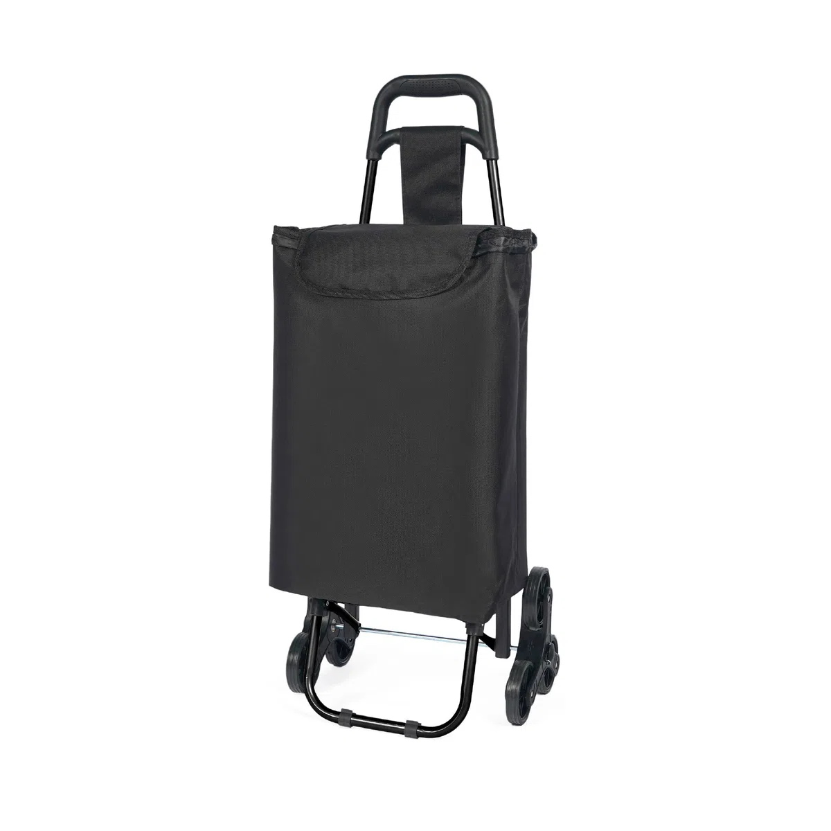 IlGruppone Carrello Spesa Saliscale 6 Ruote Pieghevole con Borsa Impermeabile, Porta Spesa per Scale Supermercato e Casa, Struttura in Acciaio - Nero