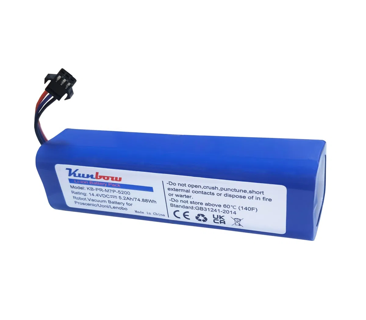 Batteria agli ioni di litio da 5200 mAh per Proscenic M7 Pro, LDS M7 Pro, M8 Pro, M7 Max, U6, Xiaomi Viomi S9, Viomi D800, Lenovo LR1, UONI V980 Max, V980 Plus (14,4 V/74,88 Wh)