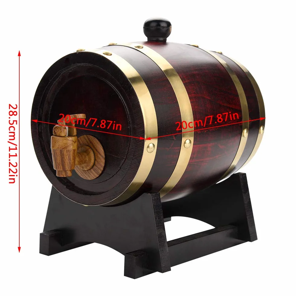 Botte di quercia, 1,5 l, stile vintage, legno di quercia, invecchiamento, vino, spirito, whisky, con rubinetto per birra, whisky, rum Port