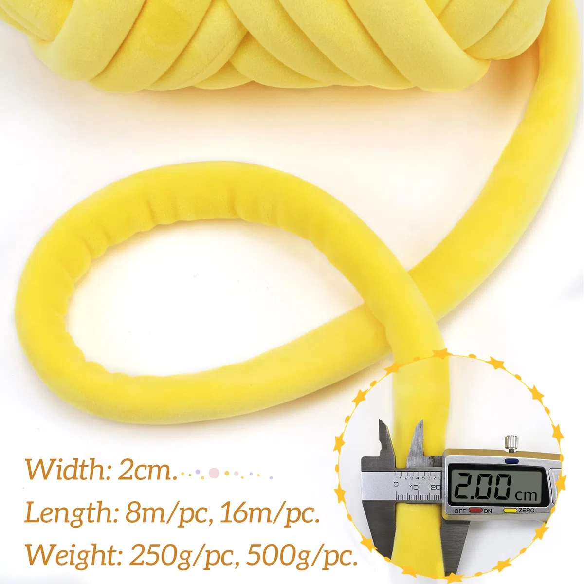 Fettuccia per Borse a Uncinetto, Filato Gigante 500g Filato di Lana Morbida Chunky Yarn Tubolare, Gomitoli Lana Grossa per Coperte a Mano, Animali Domestici, Letto (Giallo Caffè)