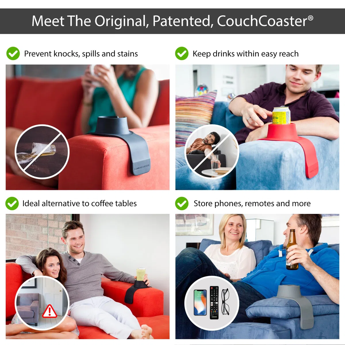 CouchCoaster - il portabicchiere ideale per il tuo divano, Rosso