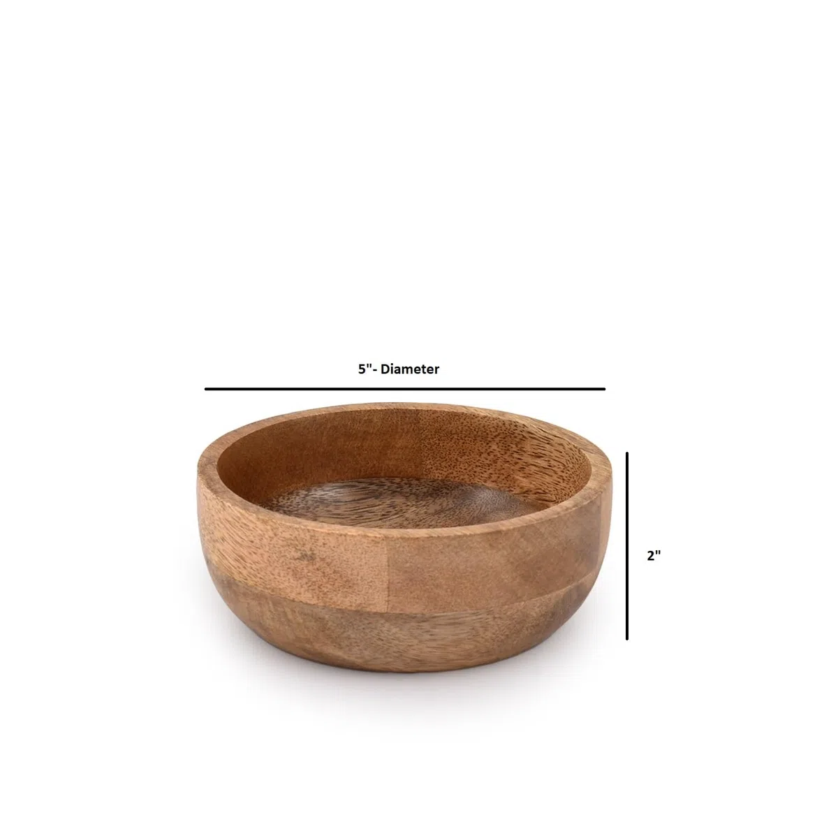 Samhita Set di 3 ciotole rotonde in legno di mango, perfette per salse, noci, antipasti, dessert. Sembra assolutamente bella con la tua cucina. (12,7 cm x 12,7 cm x 5,08 cm)