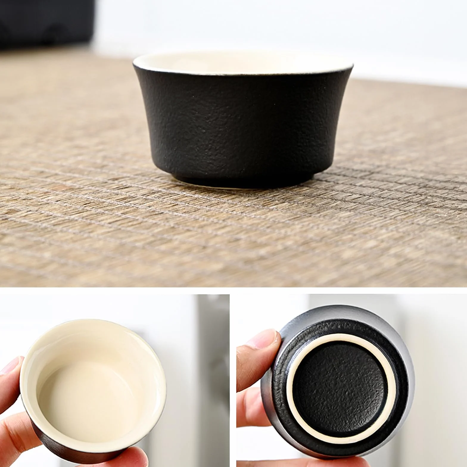 fanquare Set da Tè Nero Giapponese da Viaggio Teiera Kung Fu in Porcellana con Vassoio e Borsa Portatile Servizio da Tè Cinese per Uomo Donna Regali