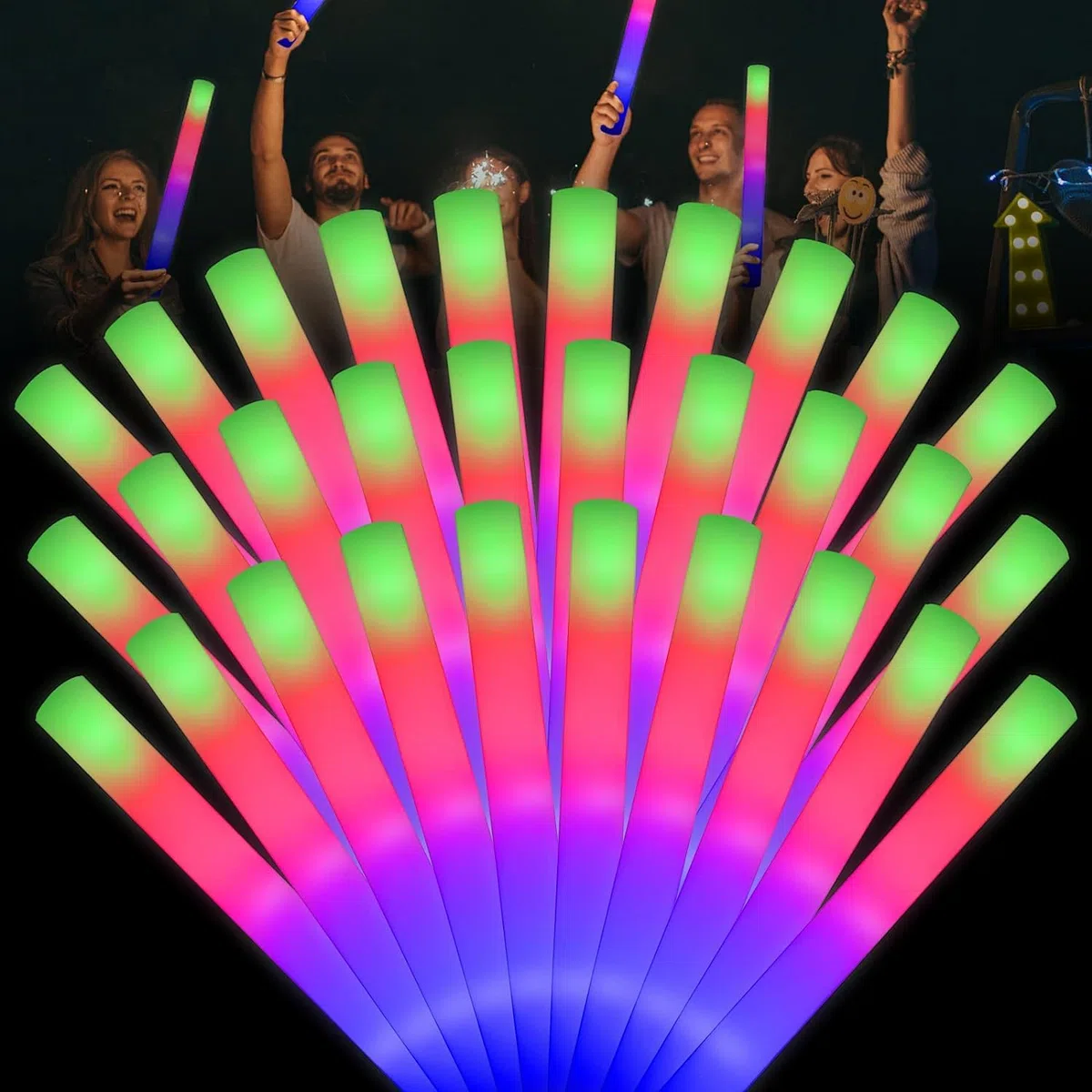 69pcs Bastoncini Luminosi In Schiuma,Multicolore Bastoncini Luminosi fluorescenti,Bastoncini luminosi per feste Matrimonio Compleanni Halloween Natalizi