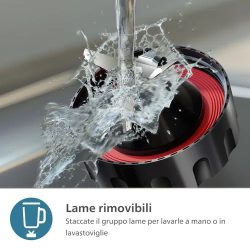 Philips Frullatore Serie 5000 - Motore da 1200 W. Tecnologia ProBlend Plus. Bicchiere Blend-and-Go. Parti lavabili in lavastoviglie. Capacità 2L. Nero (HR3031/00)