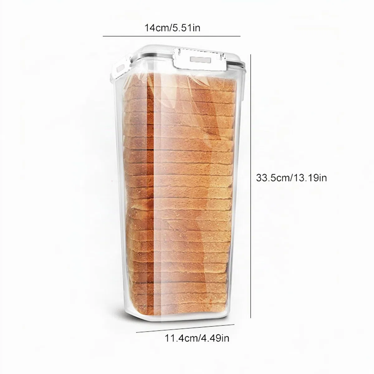 Sistema di cassetto per pane - Contenitore per pane ermetico 33,5 x 14 cm con coperchio per freschezza - Espandibile per pane tostato/pasticcieria - Senza BPA, igienico e poco ingombrante
