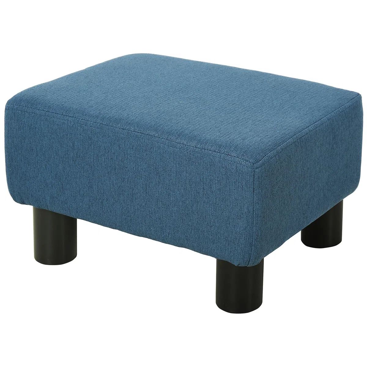 HOMCOM Pouf Poggiapiedi Imbottito in Tessuto di Lino e Plastica, Ottomana Rettangolare con Seduta Imbottita, per Soggiorno e Camera da Letto, 40x30x24 cm, Blu Scuro