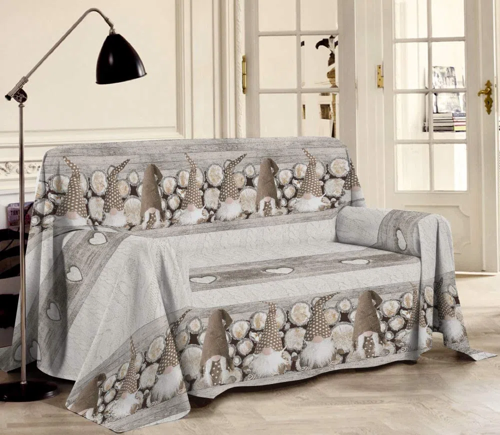 Dalila Casa Copritutto telo arredo Gnomi (Beige, Mis. 2 piazze)