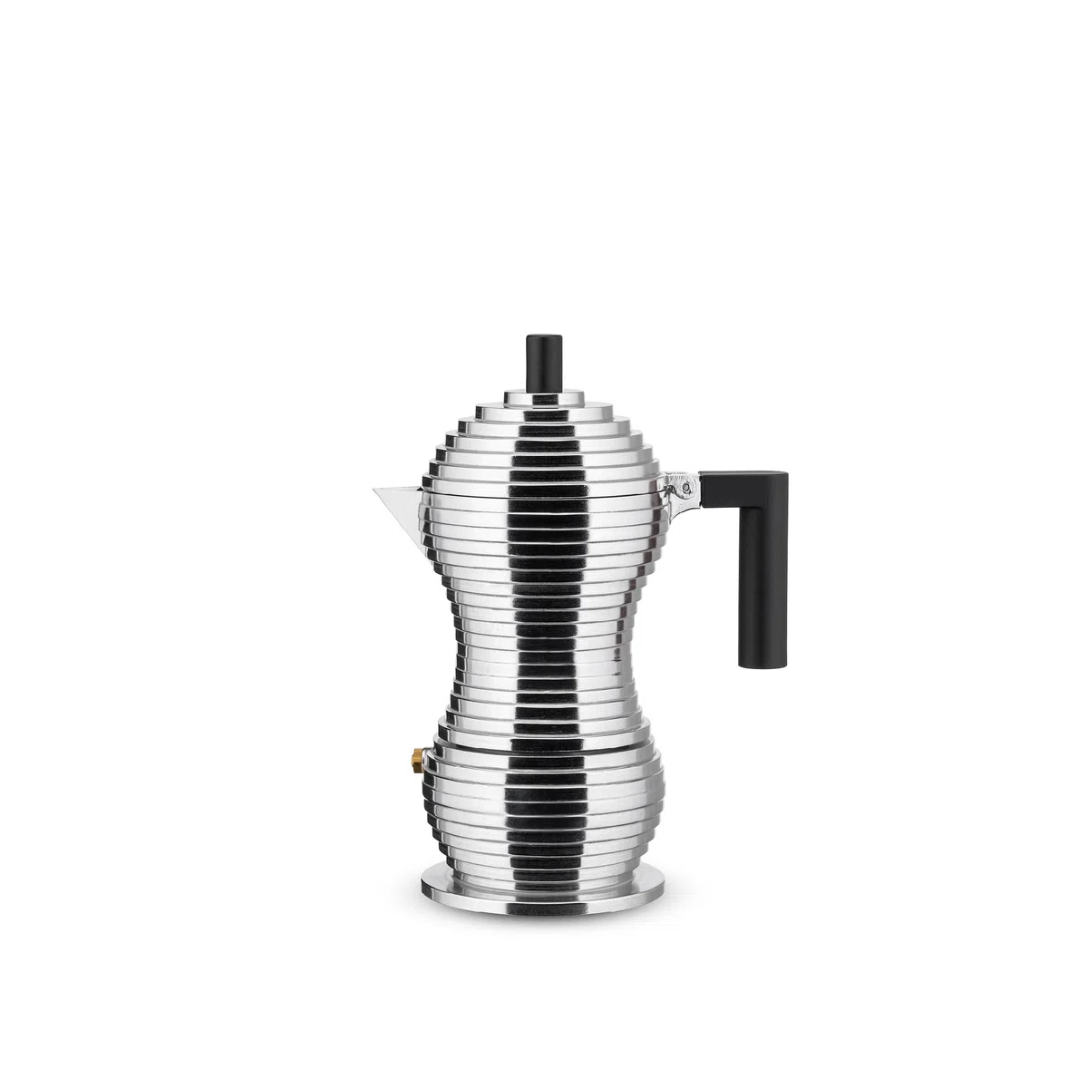 Alessi Pulcina MDL02/3 B - Caffettiera per Espresso di Design in Fusione d'Alluminio e PA, 3 Tazze, Nero