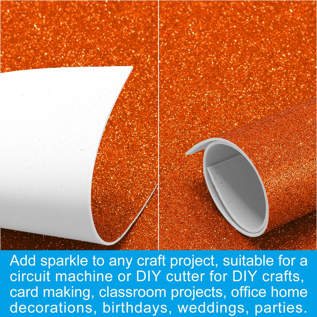 PATIKIL Foglio Schiuma Glitterata Eva Arancione 11" x 8" Spesso 2mm Spessore Eva Schiuma Adesivi Fogli Gomma Feltro Glitterato Scintillante per Progetti Fai da Te, 20Pz