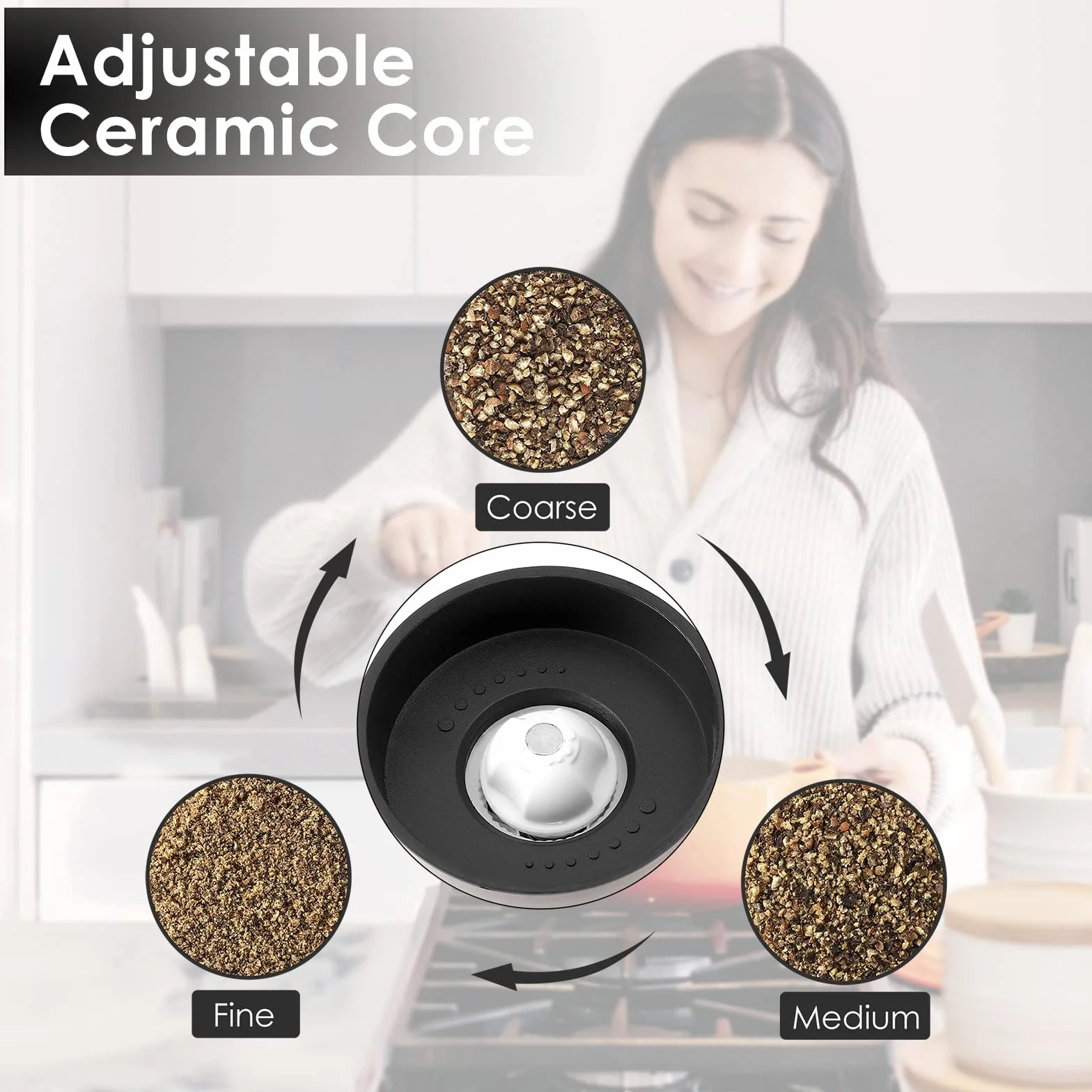 Vzaahu Macina Sale e Pepe 2 Set,con Nucleo di Ceramica Cannella,Ruvidità Regolabile,Colore Rame,per Casa Ristorante