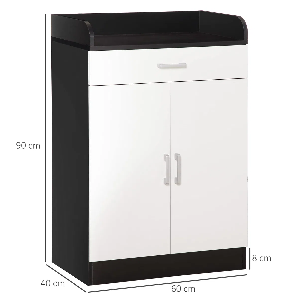 HOMCOM Mobiletto con Cassetto di Legno, con Ripiano Regolabile, Mobiletto da Cucina Salvaspazio, Soggiorno e Anticamera, in Legno MDF, 60x40x90cm, Bianco e Nero