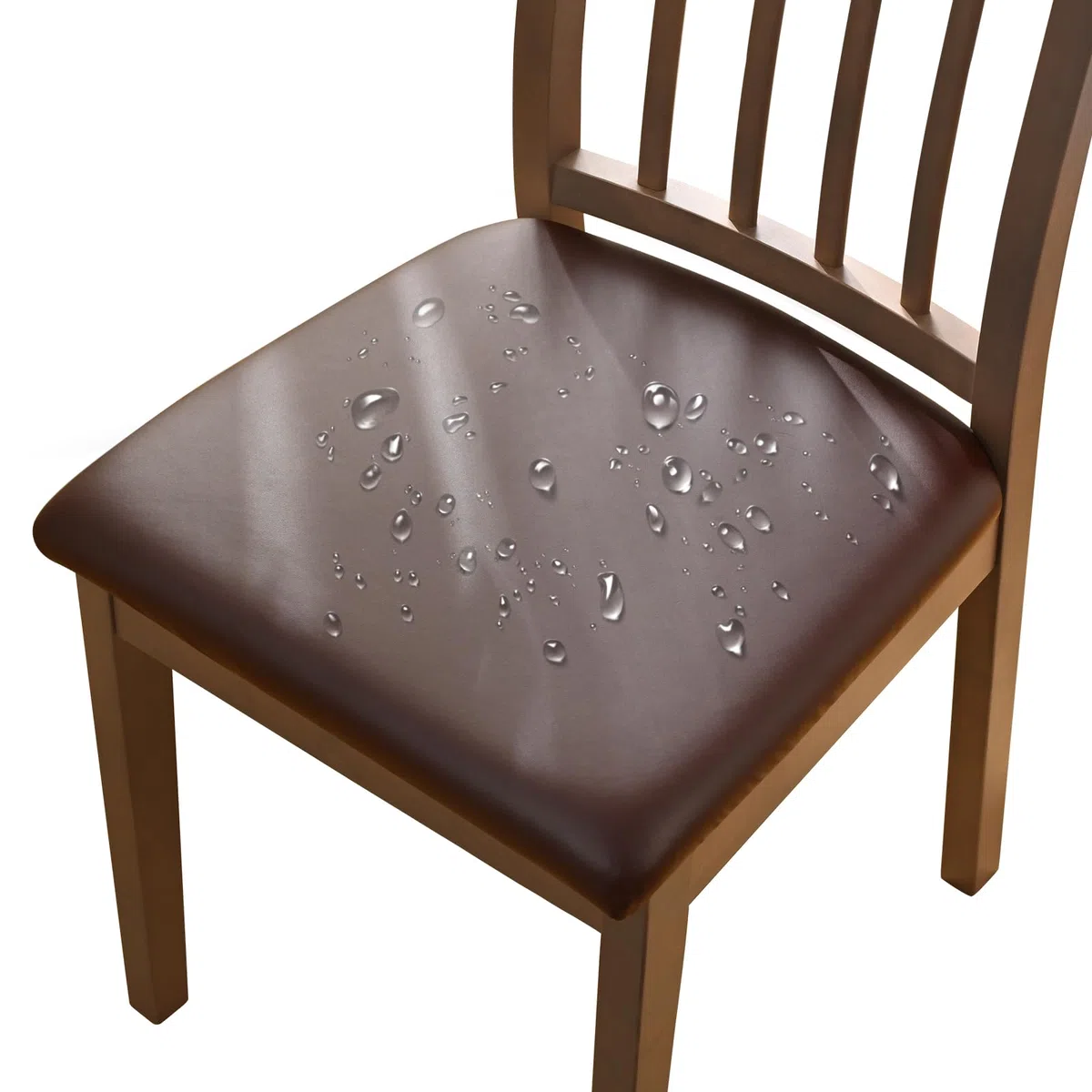 Alishomtll Set di 4/6 coprisedili in PU, in pelle stretch, impermeabili, rimovibili e lavabili, per sedie da pranzo, per sala da pranzo, cucina, matrimonio, giardino, ufficio (colore caffè, 6 pezzi)