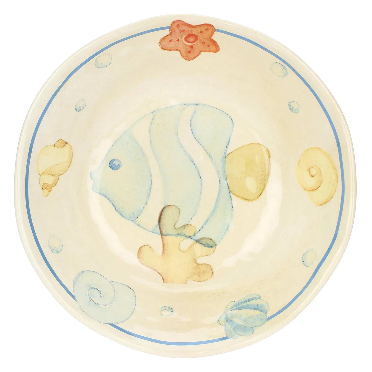 THUN, Set 2 Piatti Fondi in Melammina, Linea Mare da Amare, Idea Regalo per la Cucina, Ø 19.5 cm