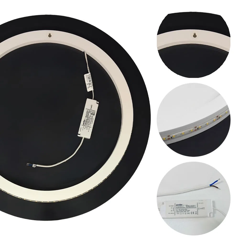 BD ART - Specchio da parete – rotondo Ø 70 cm – con illuminazione a LED – Colore della luce caldo 3600 K, IP44 – grande