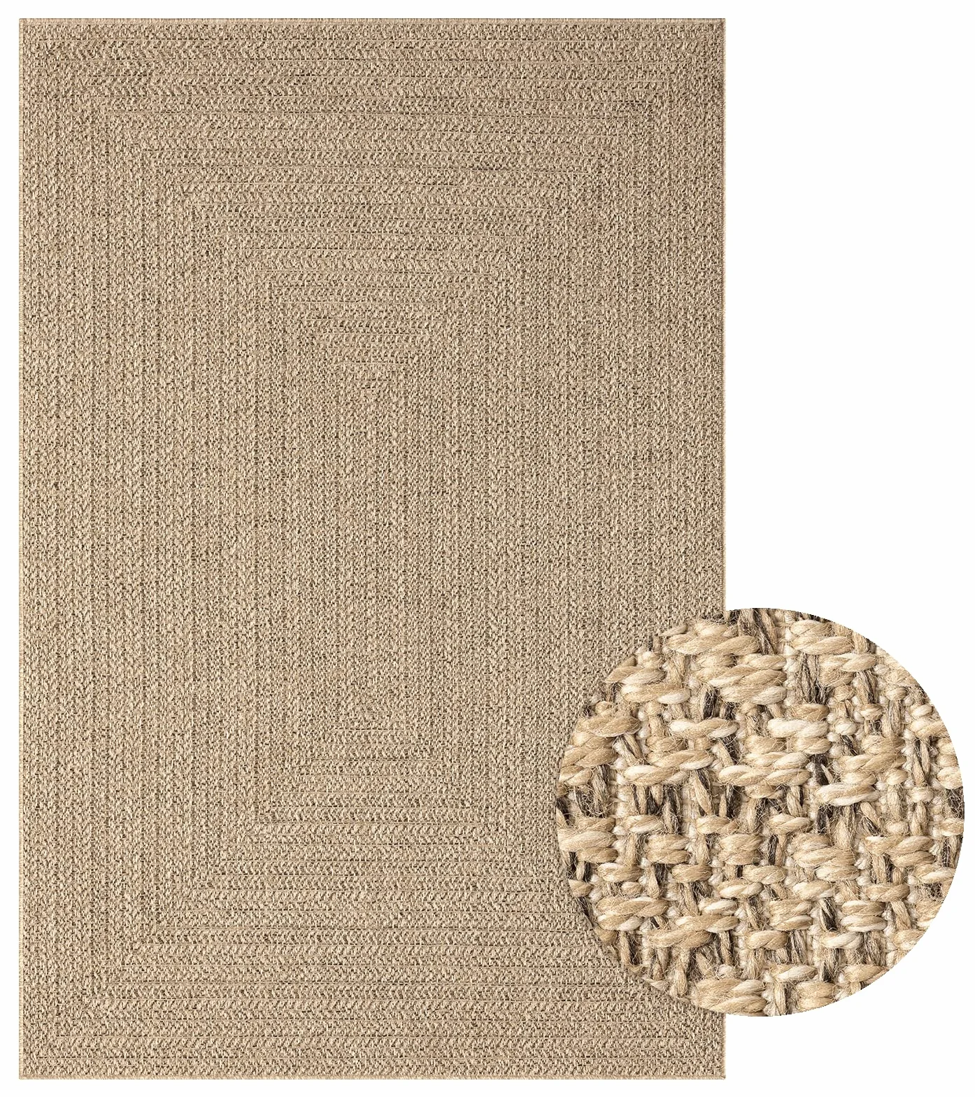 the carpet Kansas – tappeto indoor/outdoor in juta naturale, resistente e facile da pulire, ideale per terrazza, balcone o soggiorno - Natura - ca. 160 x 230 cm