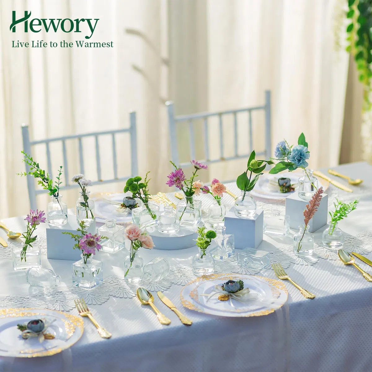 Hewory Vaso Transparente Mini - Collezione Soliflore Glass 20 Pezzi per Decorazione Nuziale e Tavola Casa