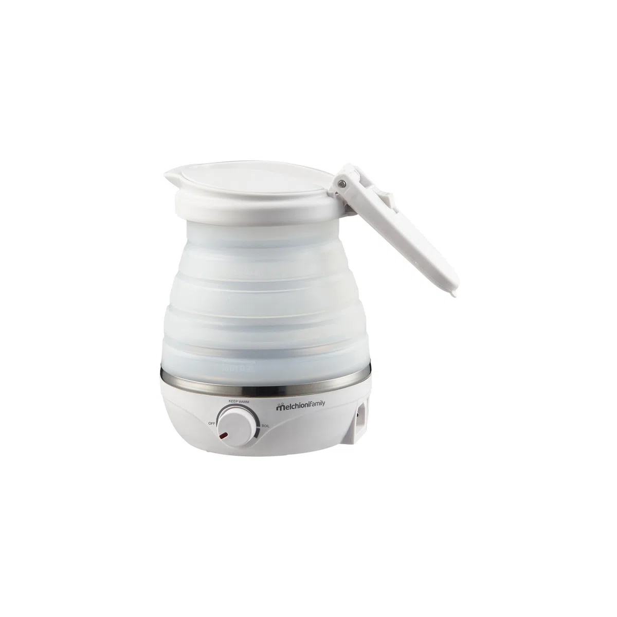 Melchioni Family Mrs KETTLE, Bollitore Elettrico da Viaggio, Piccolo e Pieghevole, Capacità 0.6L, Doppio Voltaggio 220-240V/100-120V, 800W, Perfetto Bollitore Acqua per Viaggi e Uso Quotidiano