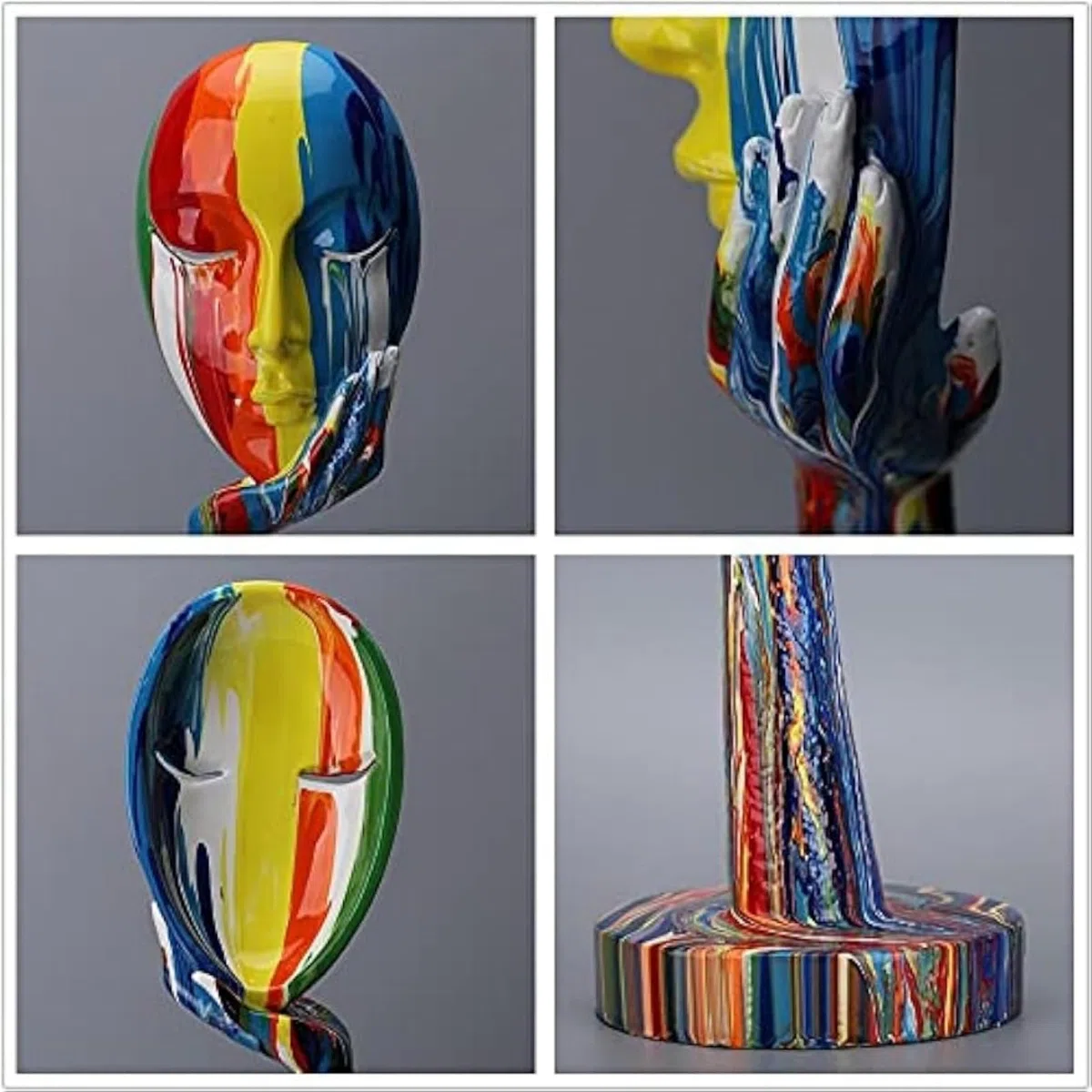 Statua semplice e creativa, colorata, per donna, con personaggi astratti, per casa, ufficio, camera da letto, soggiorno, studio (grande 39 x 12 x 12 cm)