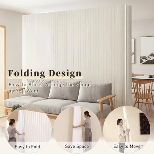 SAeWare Parete divisoria pieghevole in carta, divisorio per privacy, autoportante, leggero e portatile, per camera da letto, studio, ufficio, giallo, 180 x 700 ~ 800 cm