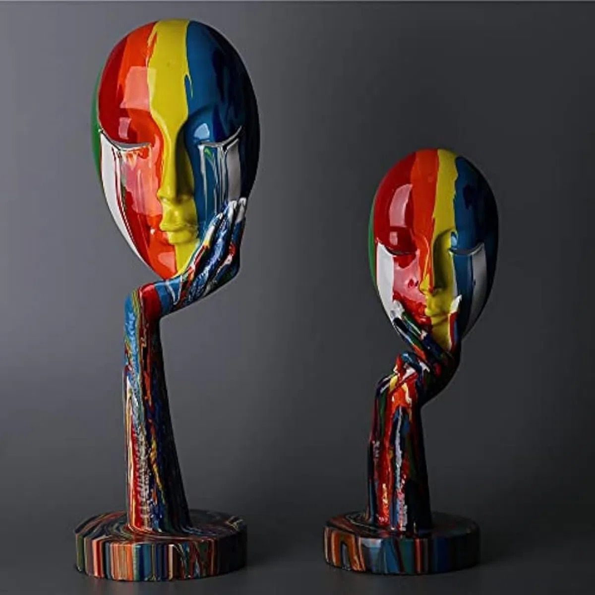 Statua semplice e creativa, colorata, per donna, con personaggi astratti, per casa, ufficio, camera da letto, soggiorno, studio (grande 39 x 12 x 12 cm)