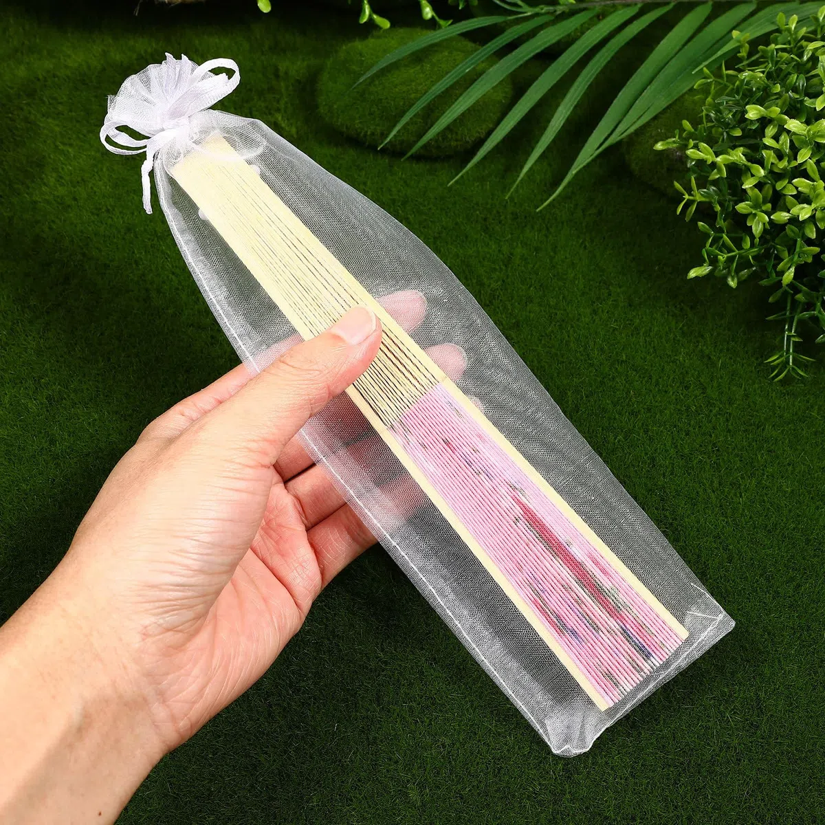 50 sacchetti per ventaglio a mano sacchetti in organza con coulisse borsa pieghevole per piccoli sacchetti di chiffon per dolci sacchetti regalo trasparenti per caramelle gioielli