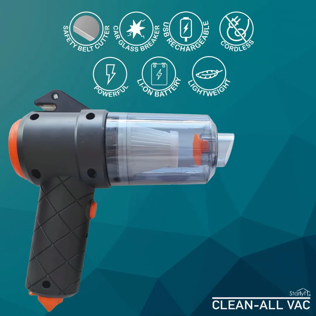 STARLYF Clean-All-Vac - Aspirapolvere Senza Fili 2 in 1, Aspirapolvere e Soffiatore Portatile Ricaricabile, Mini Aspirapolvere per Auto, Ufficio e Casa, con Ugelli Intercambiabili, Nero