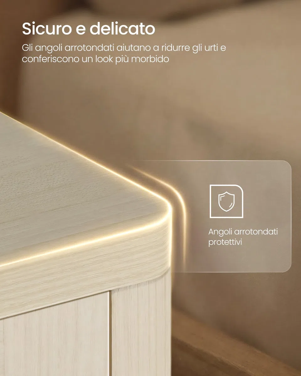 VASAGLE ELLAN Collezione - Comodini Boho con Cassetto Effetto Rattan, Set di 2, Tavolini con Scomparto Aperto, Angoli Arrotondati, Camera da Letto, Beige Naturale LET818LC01