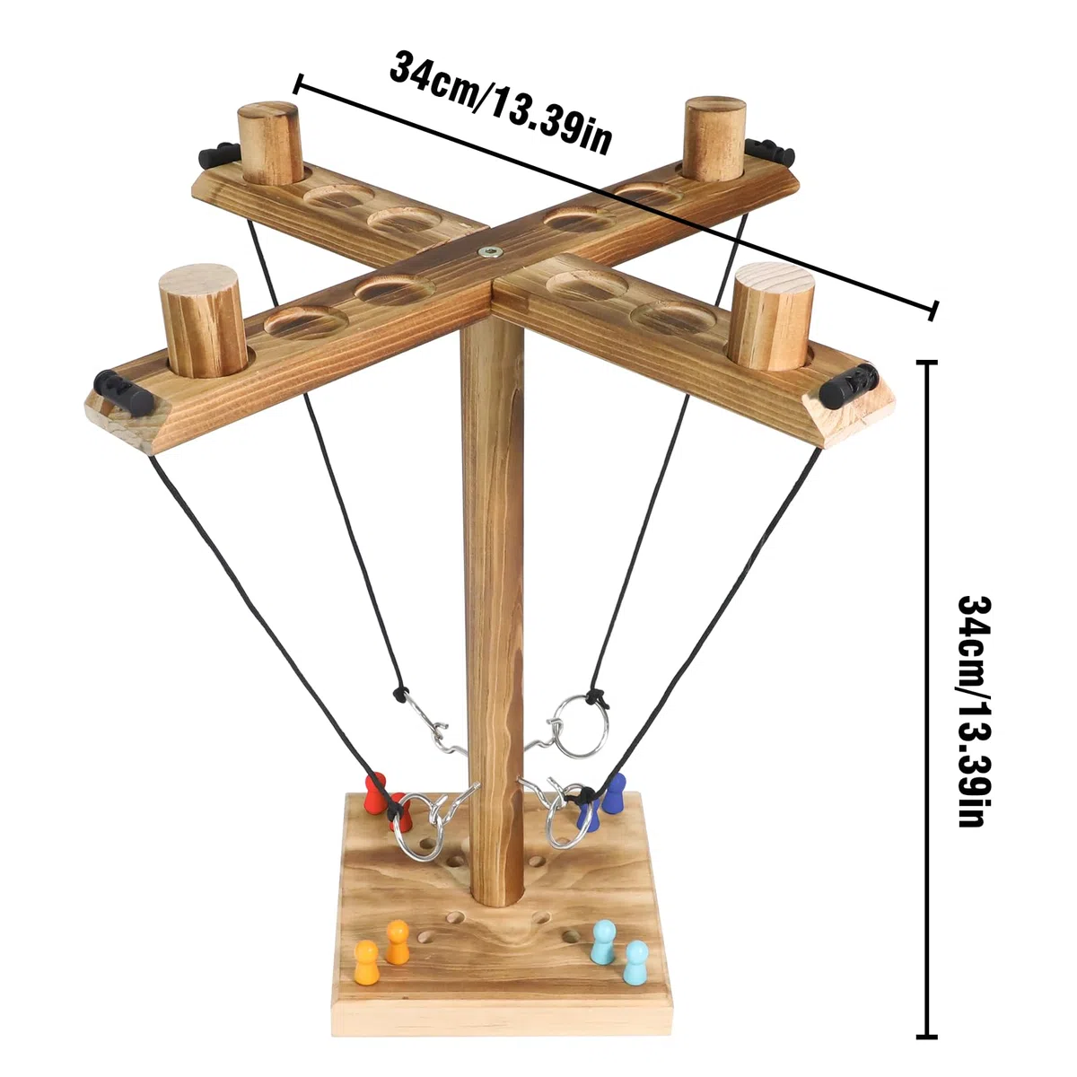 Gioco con Gancio e Anello, ZAKVOP Ring Toss Game per 4 Giocatori, Lancio Degli Anelli Legno Gioco Interattivo Veloce per le Feste