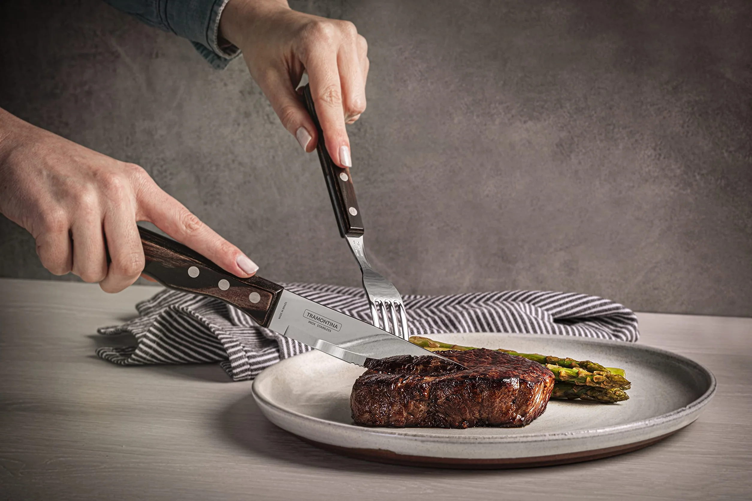 Tramontina Set di Coltelli Jumbo da Carne/BBQ Polywood 12 cm 4 pezzi