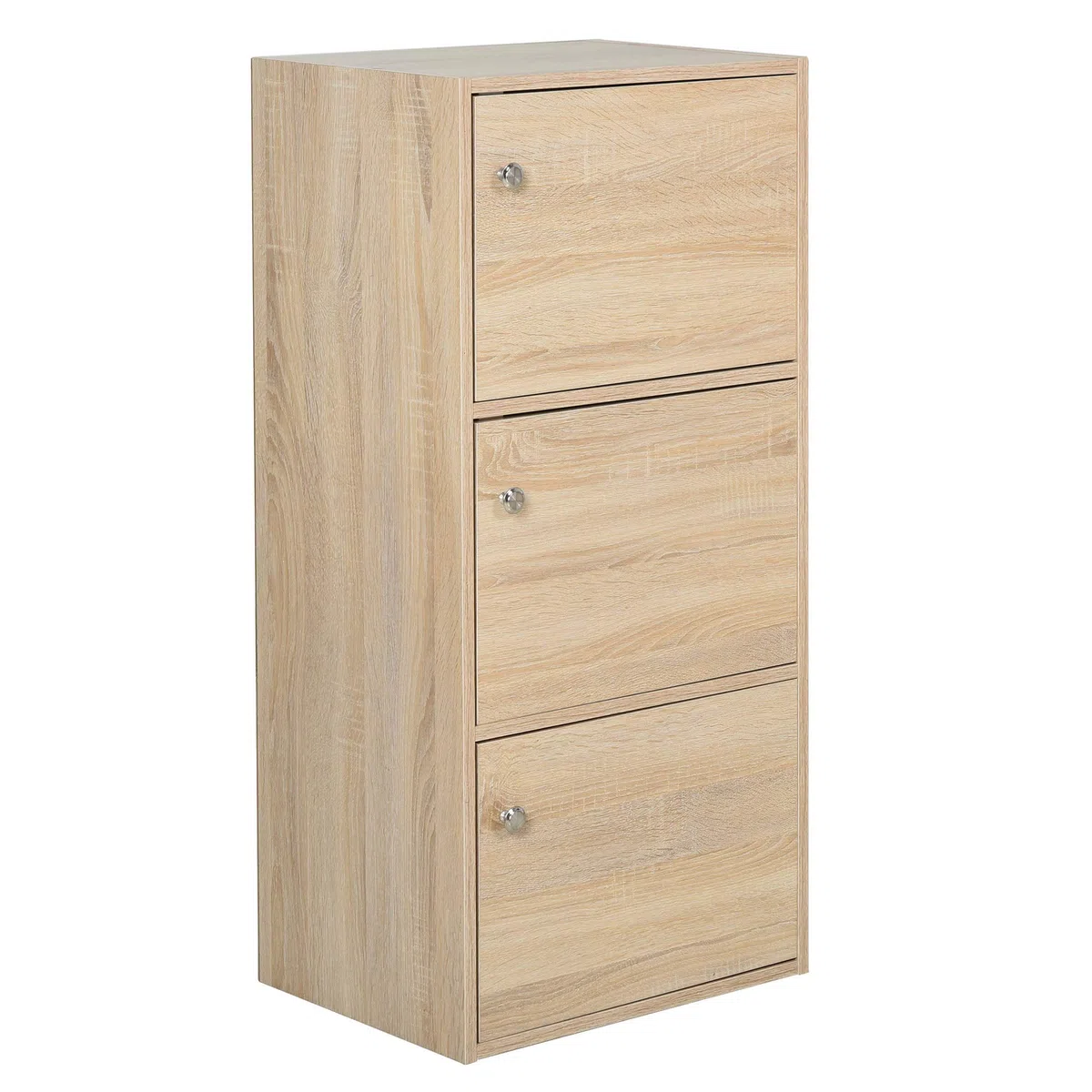 HOMCOM Mobiletto Multiuso con 3 Ripiani in Legno e 3 Antine per Casa, Camera, Soggiorno o Ufficio, 48x34x100cm