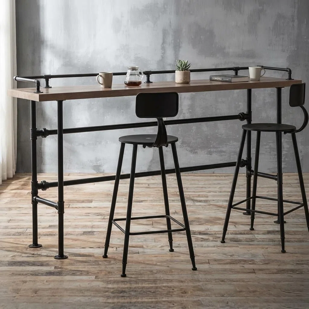 Industrial Counter Pannello Segnaletica Cartoncino Ferro Legno Durevole per Applicazioni Professionali Arredamento Laboratorio Esposizione Bancone Negozio, 120 * 40 * 105cm Spessore Tavola 5cm