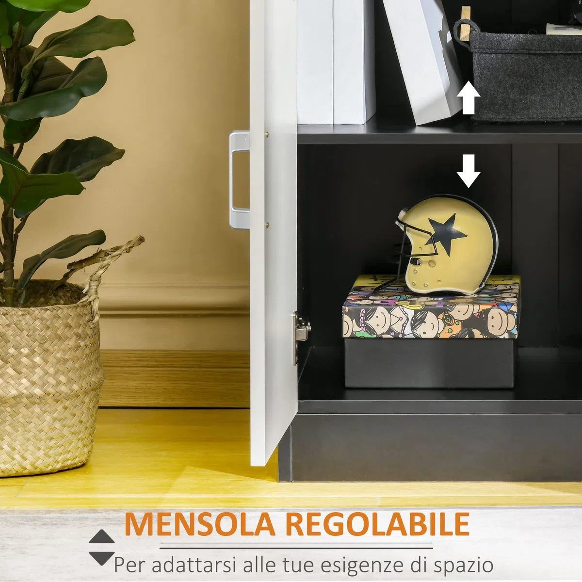 HOMCOM Mobiletto con Cassetto di Legno, con Ripiano Regolabile, Mobiletto da Cucina Salvaspazio, Soggiorno e Anticamera, in Legno MDF, 60x40x90cm, Bianco e Nero
