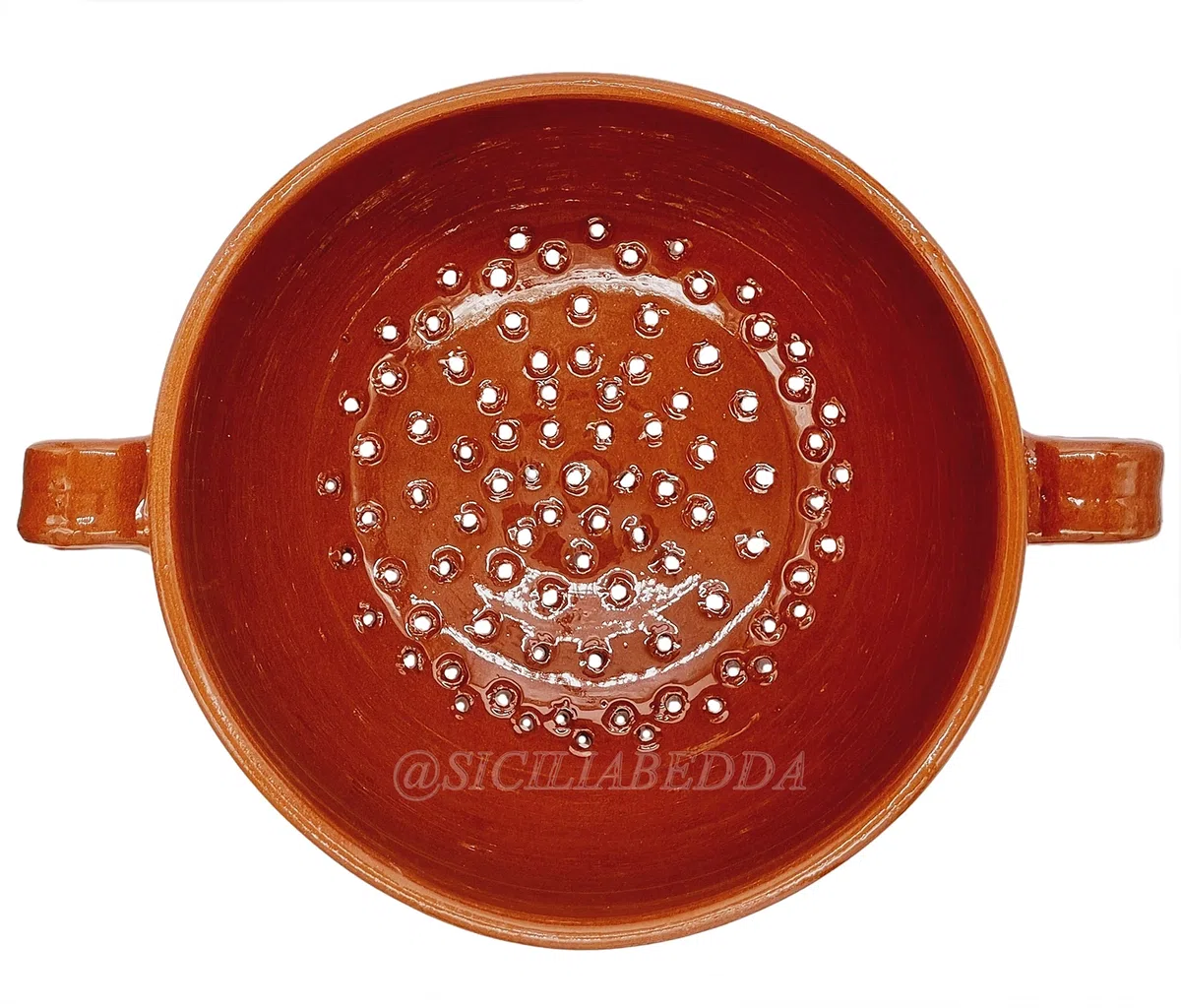 sicilia bedda - Couscoussiera Trapanese in Terracotta - Prodotto 100% Artigianale Come da Tradizione Trapanese - con Semola per Couscous Trapanese (Diametro 27 Cm. Circa)
